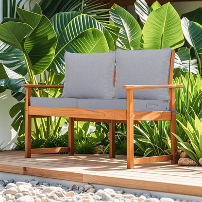 24x24 Inch Outdoor Deep Seat Cushion Set gray cushions on wooden outdoor seating HouseOfZazla on Tampa Home & Garden Store