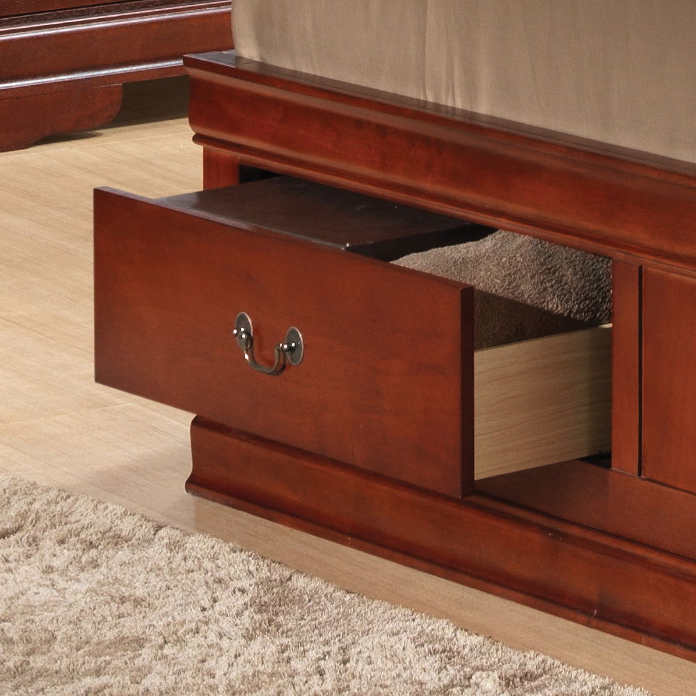 Traditional style bookcase storage bed with drawer in warm cherry wood finish HouseOfZazla on Tampa Home & Garden Store