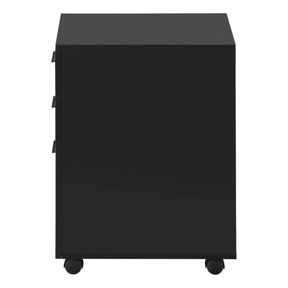 Black rolling filing cabinet with three drawers on casters, contemporary metal storage unit on Tampa Home & Garden Store