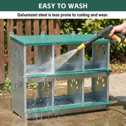 6 Room Galvanized Chicken Nesting Box for a Hutch