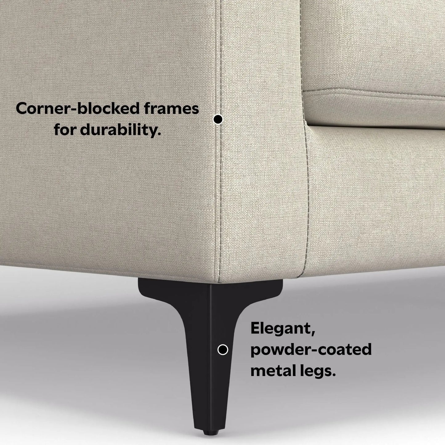 Ava Corner Sectional Sofa beige fabric, stationary by Unique Piece Furniture on Tampa Home & Garden Store