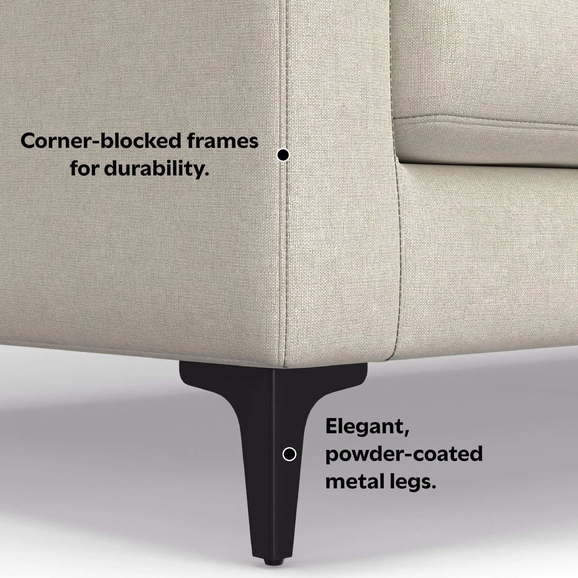 Ava Corner Sectional Sofa beige fabric, stationary by Unique Piece Furniture on Tampa Home & Garden Store