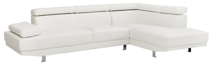 Riveredge Sectional by HouseOfZazla, white leather sectional with right chaise and chrome legs on Tampa Home & Garden Store