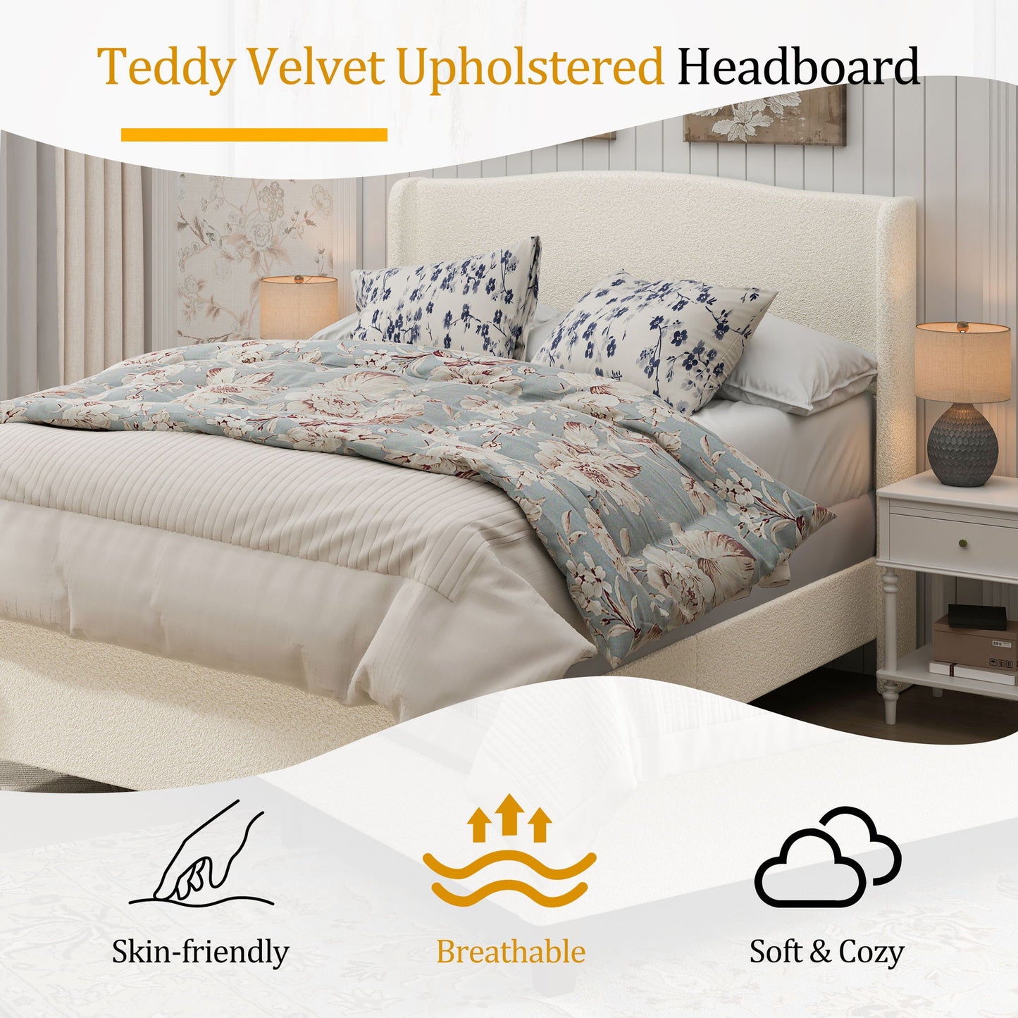 Sturdy Platform Bed Frame and a Padded Headboard