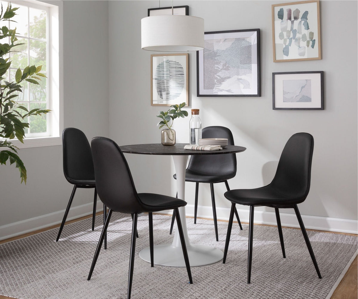 Modern dining table with black marble top and white pedestal base by HouseOfZazla on Tampa Home & Garden Store