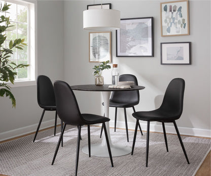 Modern dining table with black marble top and white pedestal base by HouseOfZazla on Tampa Home & Garden Store