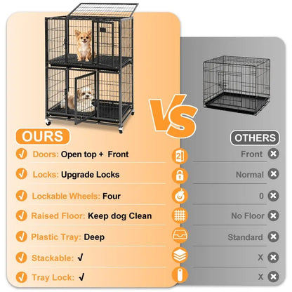 31-Inch two-tier dog crate, Homey Pet Official, black metal with front doors and auto locks on Tampa Home & Garden Store