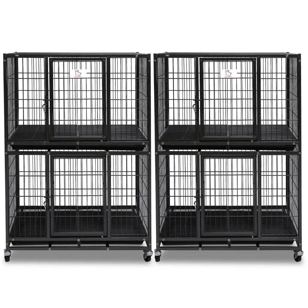 31 Inch Two Tier Dog Crate with Auto Locks, 4-pack black crates on wheels Homey Pet Official on Tampa Home & Garden Store