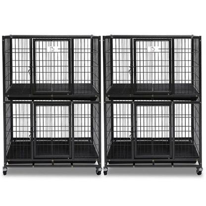 31 Inch Two Tier Dog Crate with Auto Locks, 4-pack black crates on wheels Homey Pet Official on Tampa Home & Garden Store