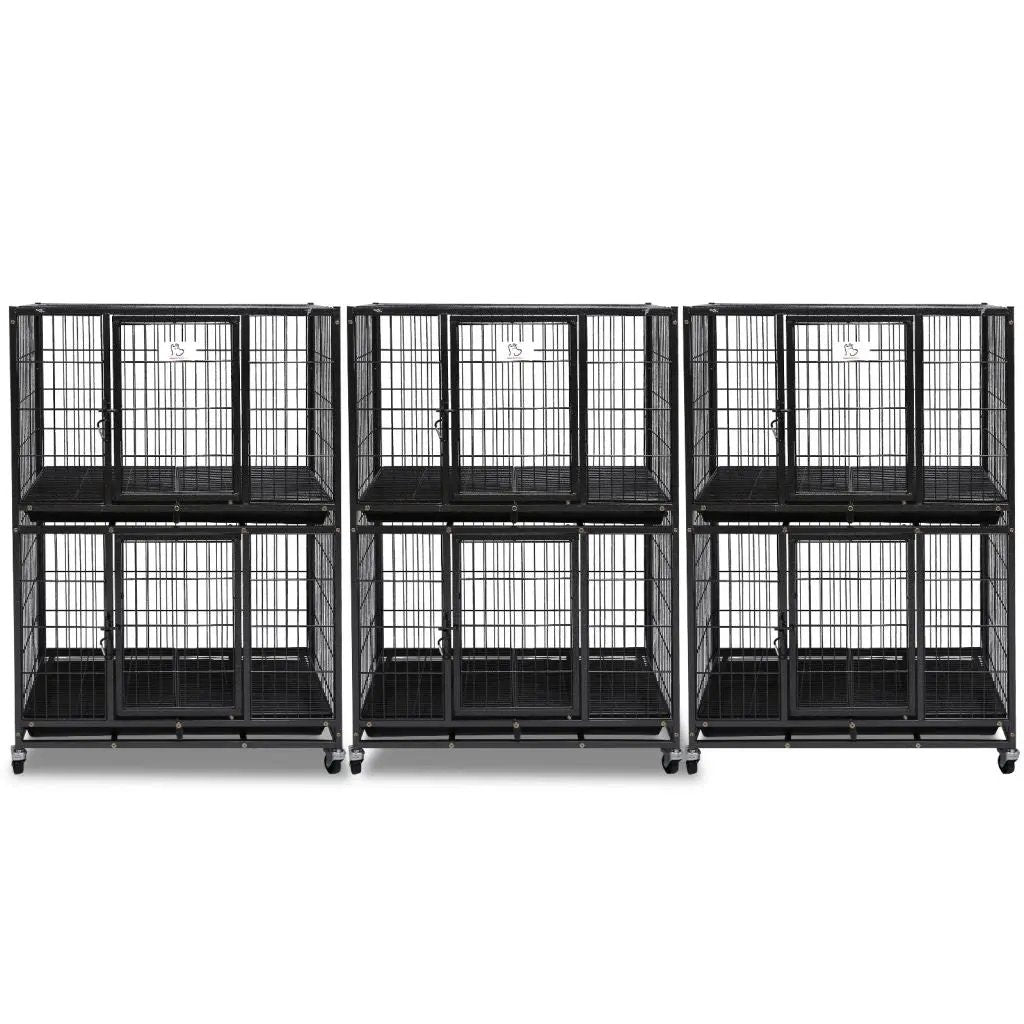31 Inch Two-Tier Dog Crate With Auto Locks set of 3 in black metal by Homey Pet Official on Tampa Home & Garden Store
