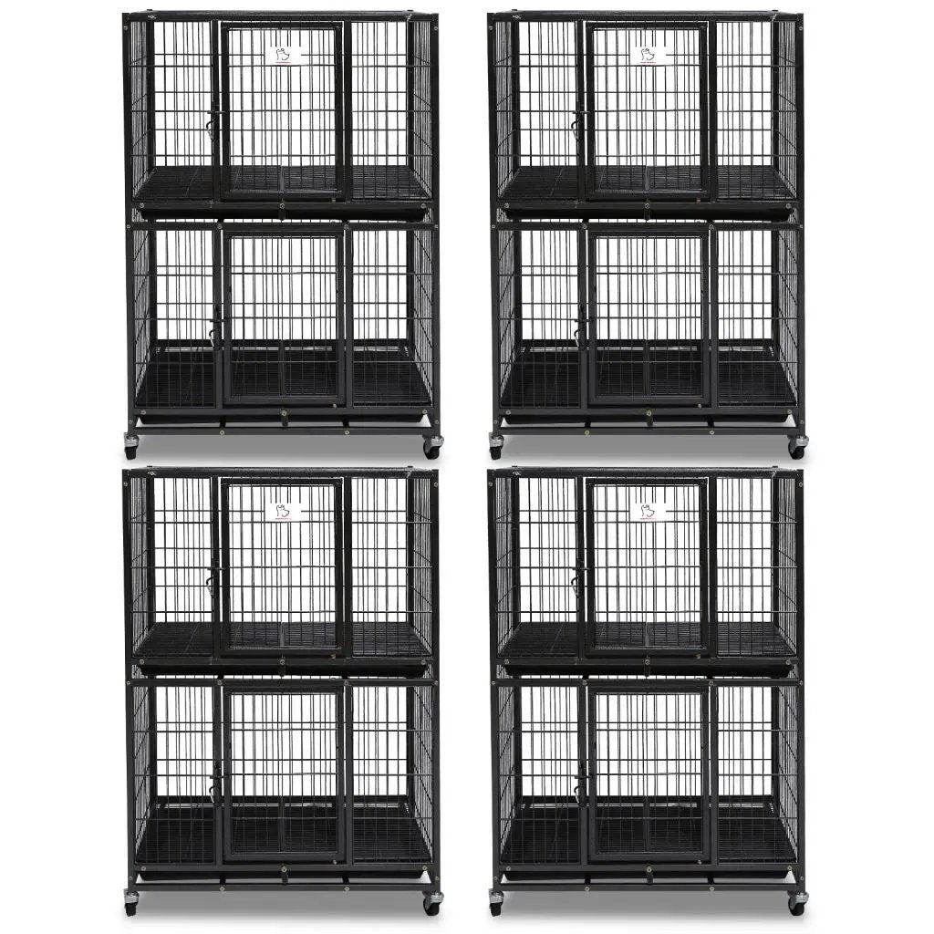 31 Inch Two Tier Dog Crate With Auto Locks black metal 4-pack Homey Pet Official on Tampa Home & Garden Store