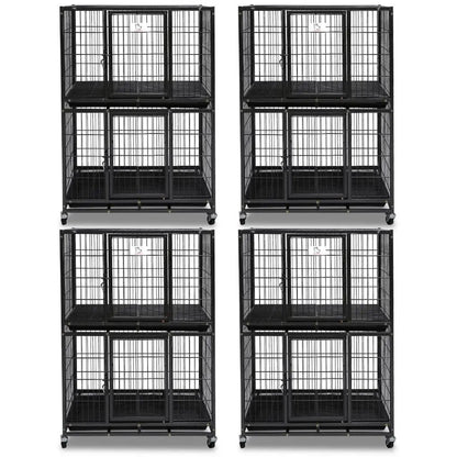 31 Inch Two Tier Dog Crate With Auto Locks black metal 4-pack Homey Pet Official on Tampa Home & Garden Store