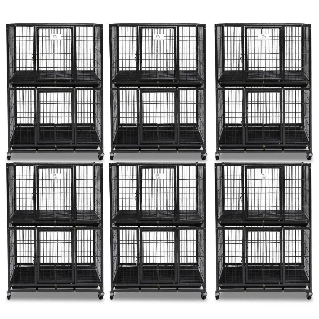 31 Inch Two-Tier Dog Crate With Auto Locks by Homey Pet Official; 9 metal crates on wheels on Tampa Home & Garden Store