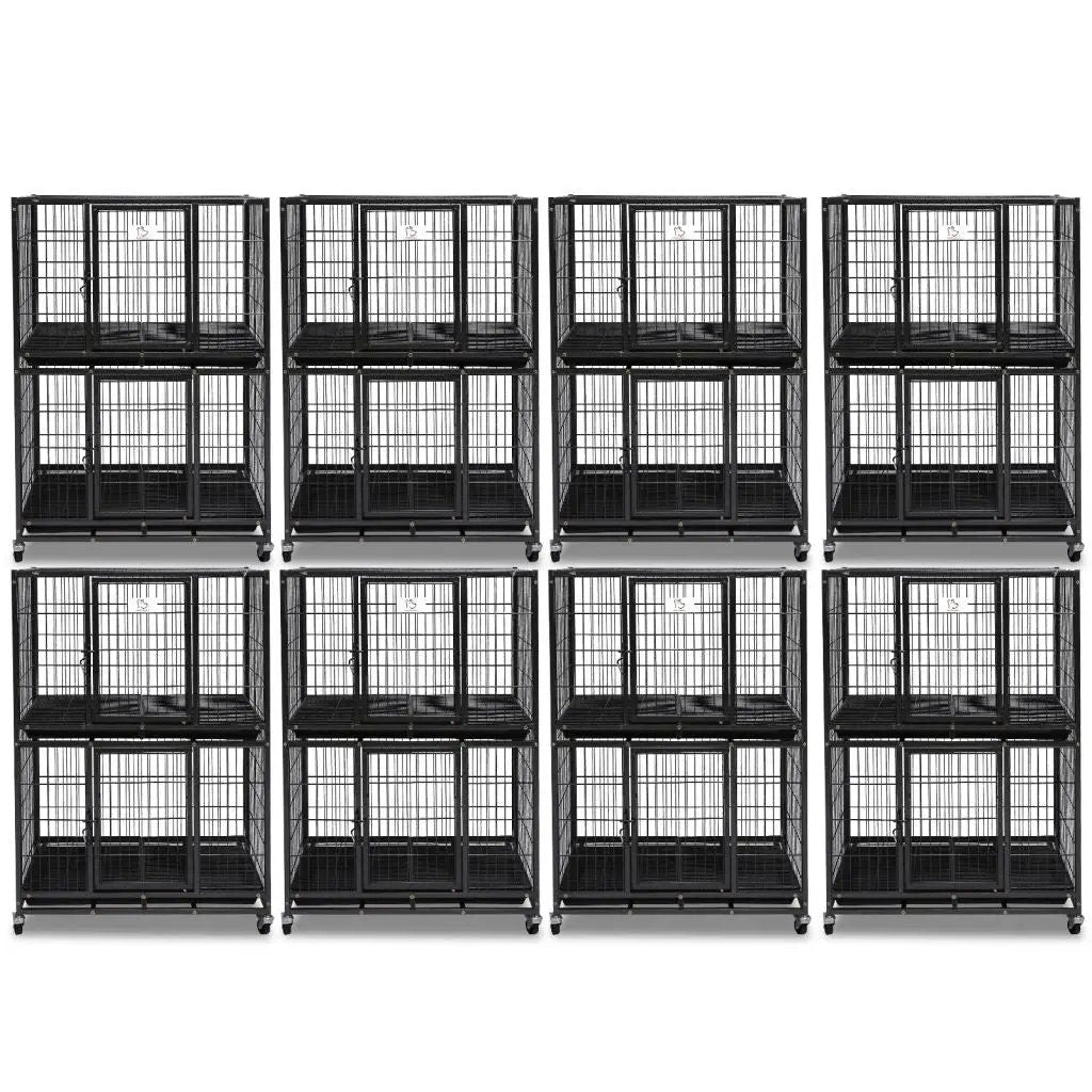 Homey Pet Official 31in 2-Tier Dog Crate With Auto Locks, black metal crates on wheels, 12-pack on Tampa Home & Garden Store