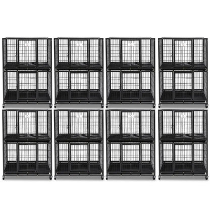 Homey Pet Official 31in 2-Tier Dog Crate With Auto Locks, black metal crates on wheels, 12-pack on Tampa Home & Garden Store
