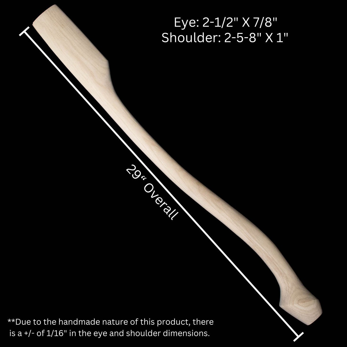 Whiskey River Art and Trading 28C axe handle, 28-inch long, natural wood with eye/shoulder shown on Tampa Home & Garden Store