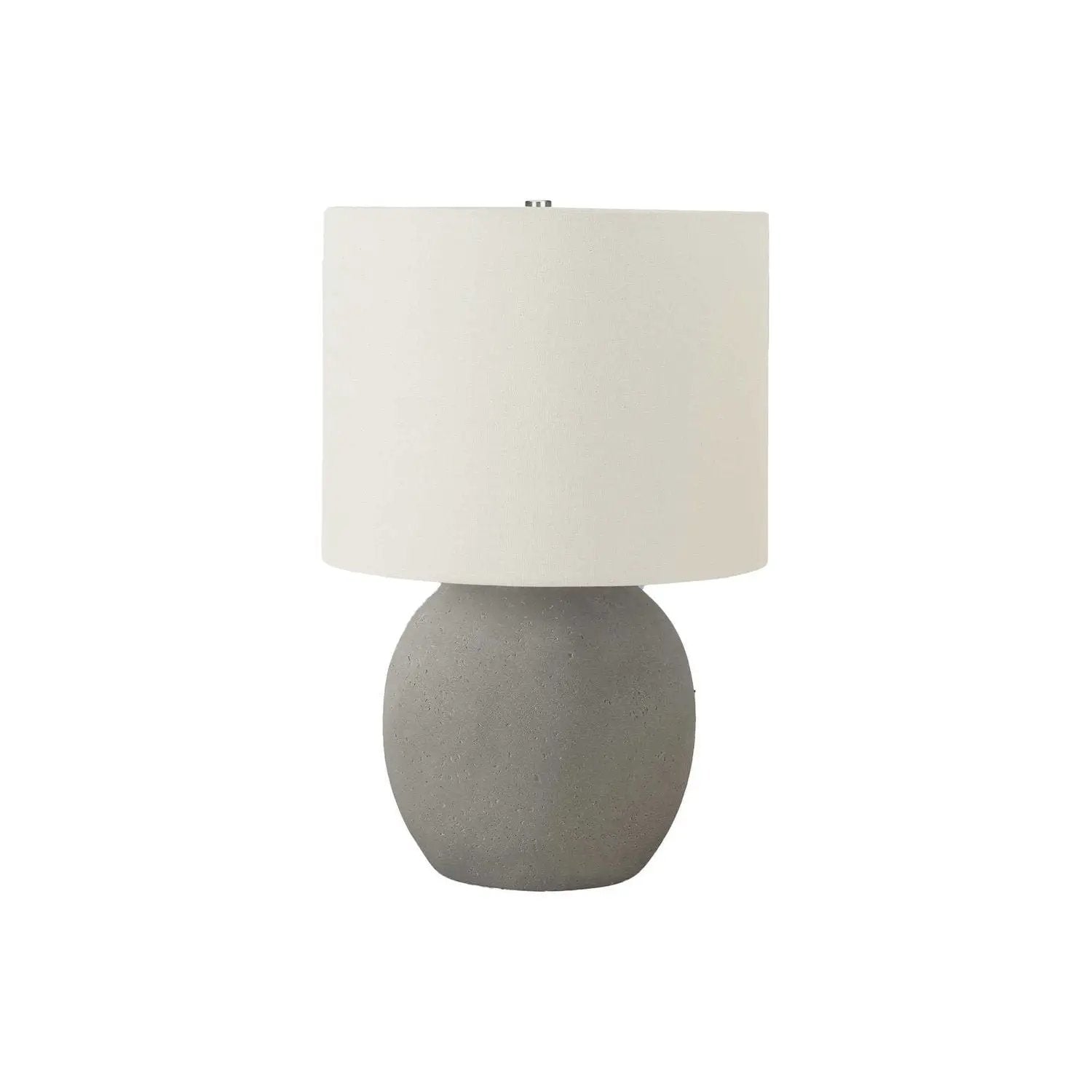 Table lamp with gray concrete base and cream fabric drum shade contemporary on Tampa Home & Garden Store