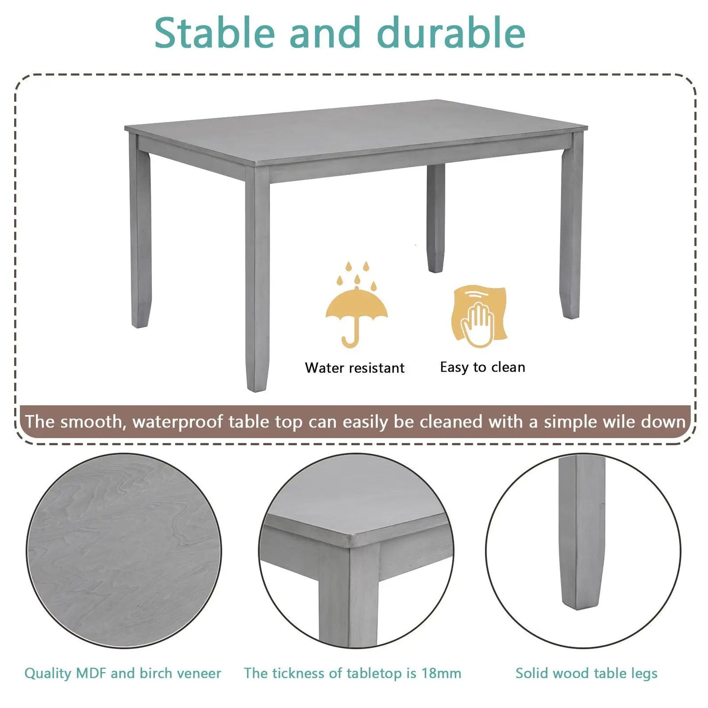 Kitchen dining set: rectangular gray table with solid wood legs by Unique Piece Furniture on Tampa Home & Garden Store