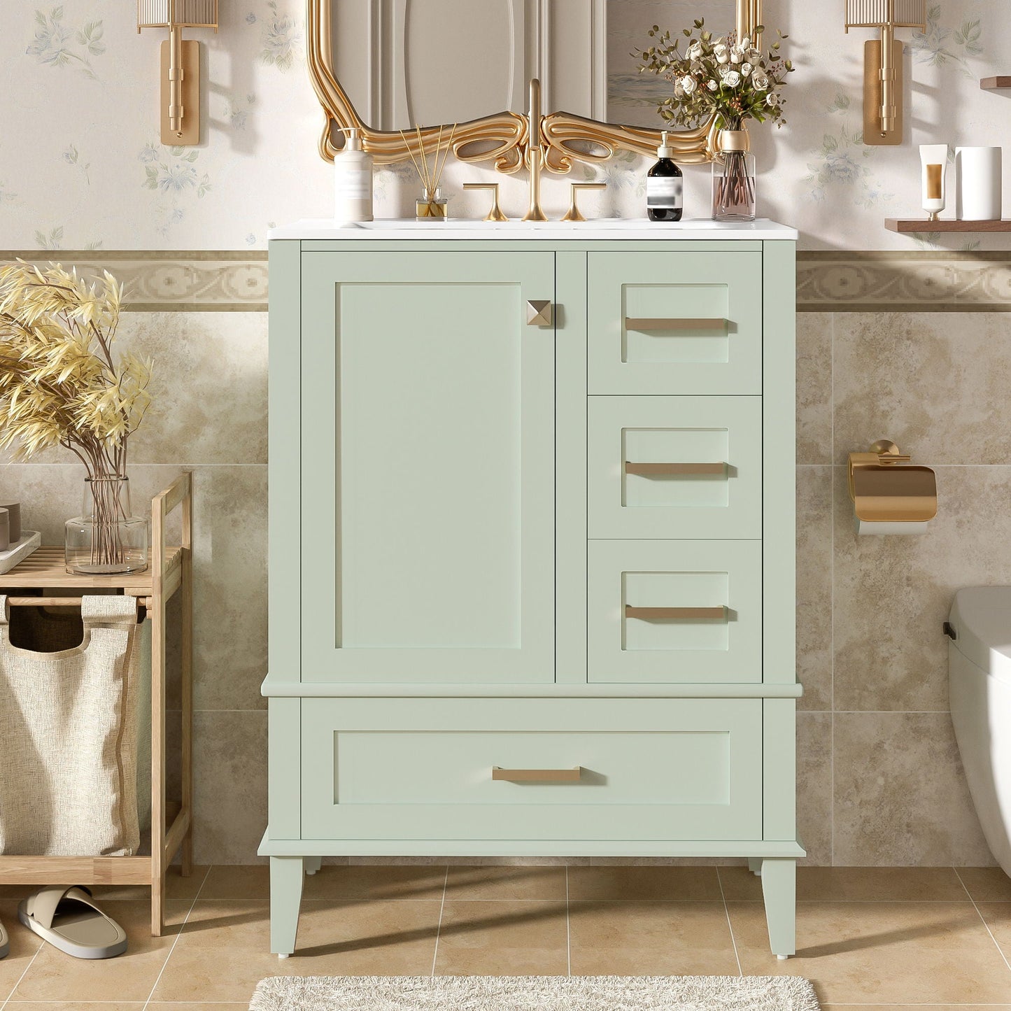 Bathroom Vanity With Sink Solid Wood Cabinet