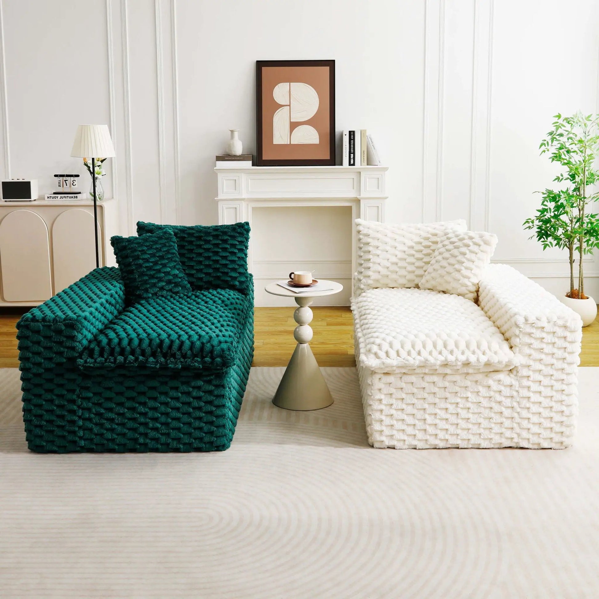 Multifunctional Sofa teal and white chunky-knit upholstery on Tampa Home & Garden Store