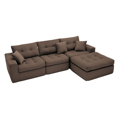 Corner chaise L-shaped sectional sofa bed in brown corduroy, HouseOfZazla 2-piece set on Tampa Home & Garden Store