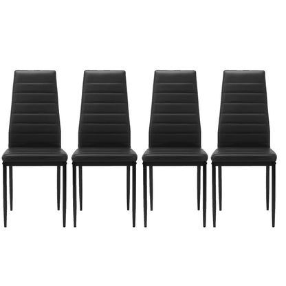 Dining Chairs Set of 4 in Black PU Leather