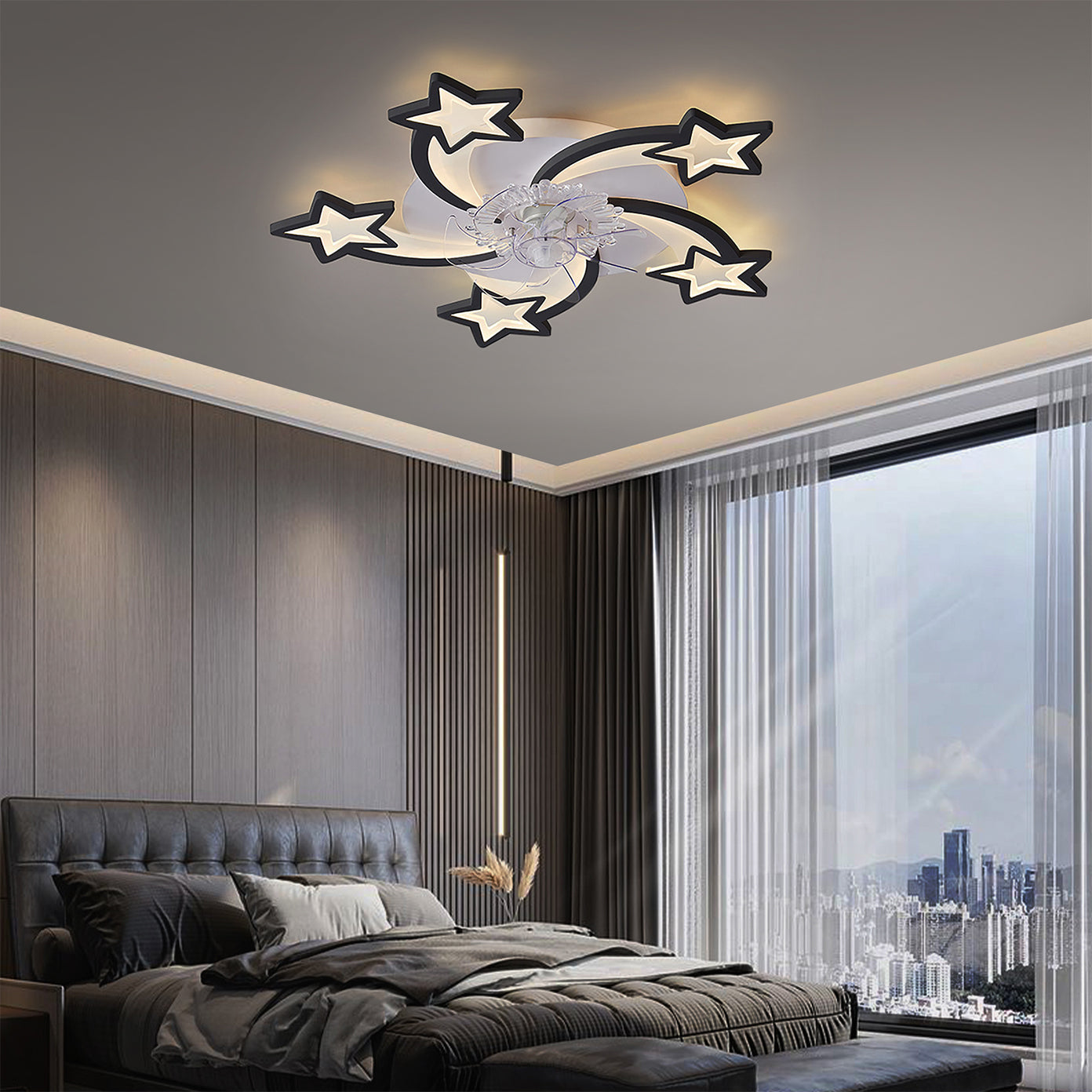 HouseOfZazla 29-Inch ceiling fan with lights remote control dimmable LED white finish on Tampa Home & Garden Store