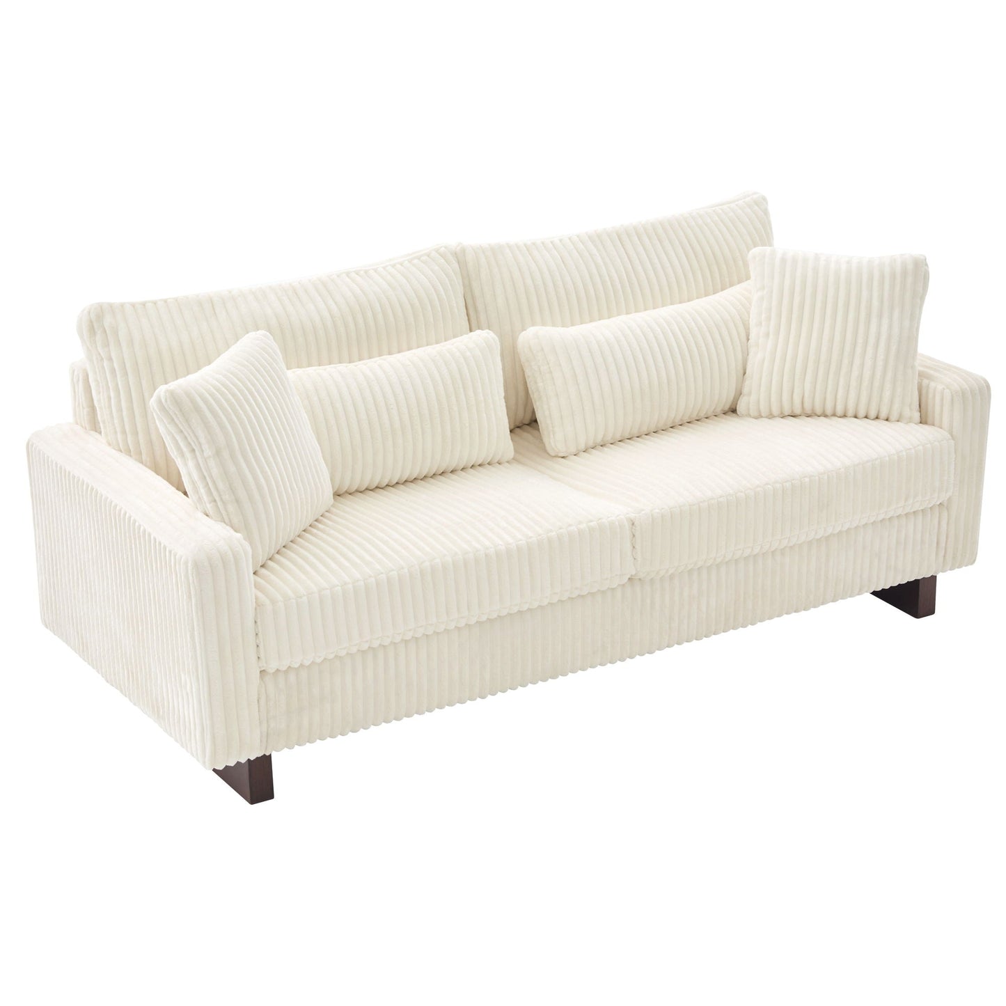 Modern Loveseat Sofa with 4 pillows in cream corduroy by HouseOfZazla on Tampa Home & Garden Store
