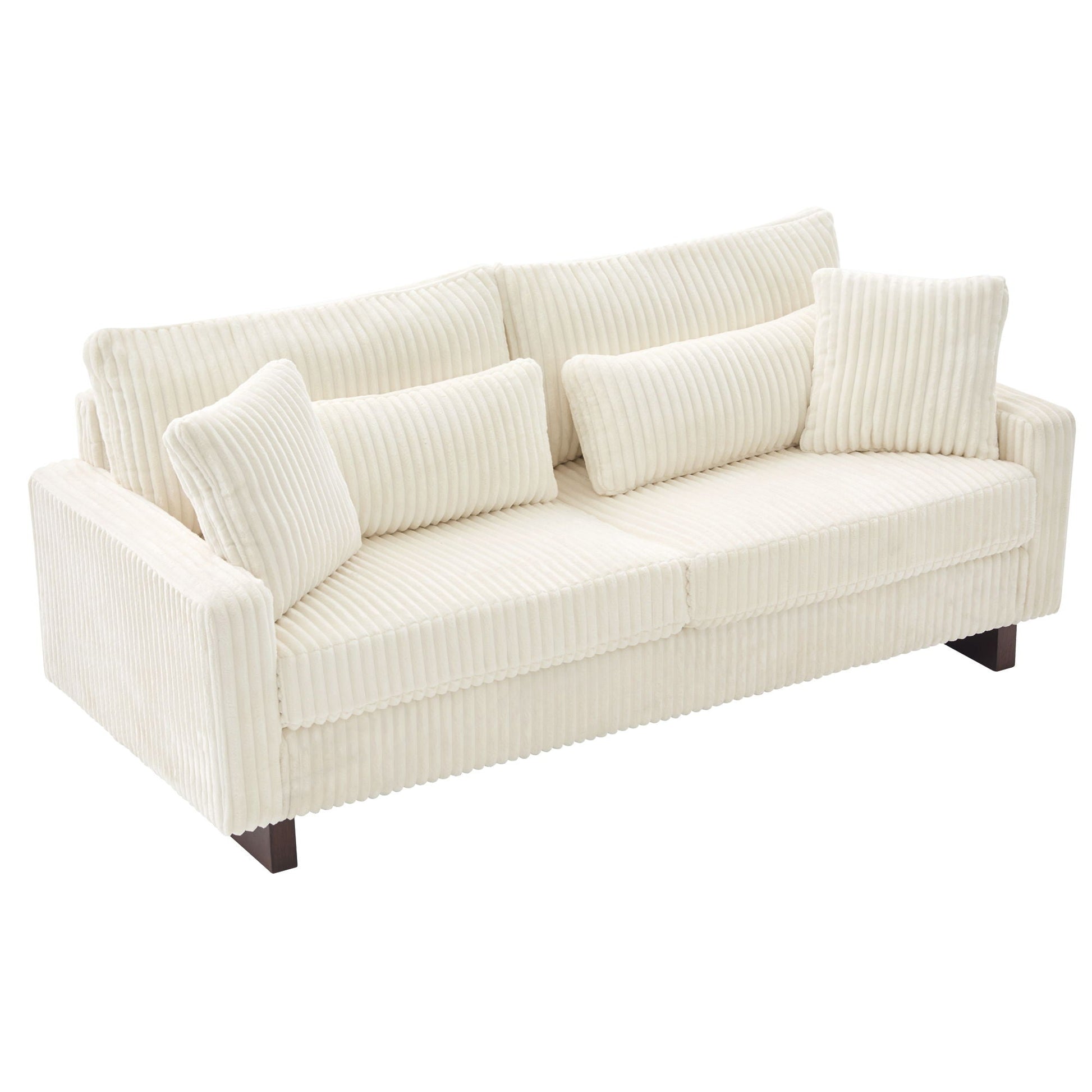 Modern Loveseat Sofa with 4 pillows in cream corduroy by HouseOfZazla on Tampa Home & Garden Store