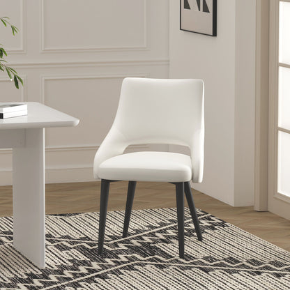 Tremont Dining Chair with Steel Frame in white upholstery, modern arm chair on Tampa Home & Garden Store