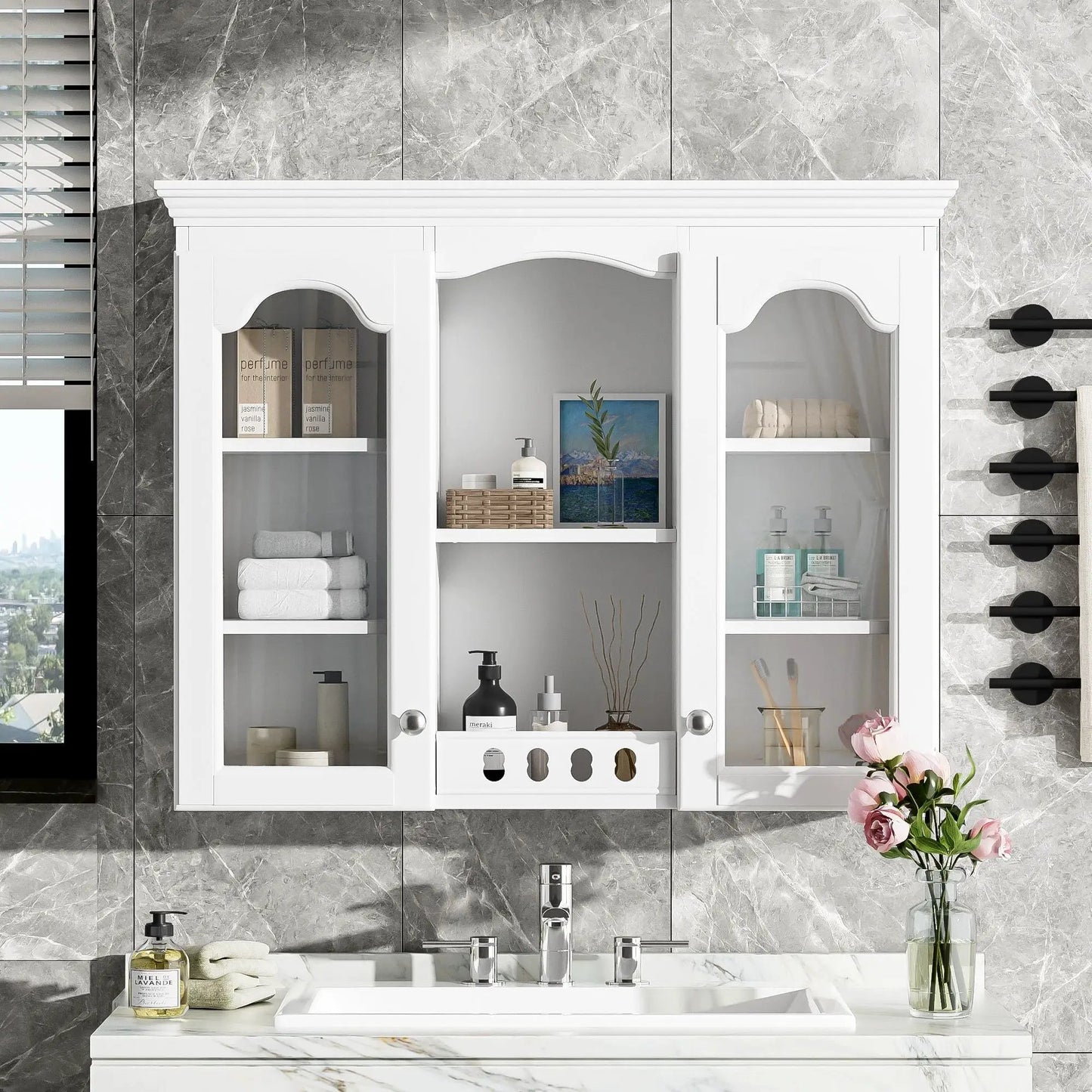 Wall Mounted Medicine Cabinet With Glass Doors