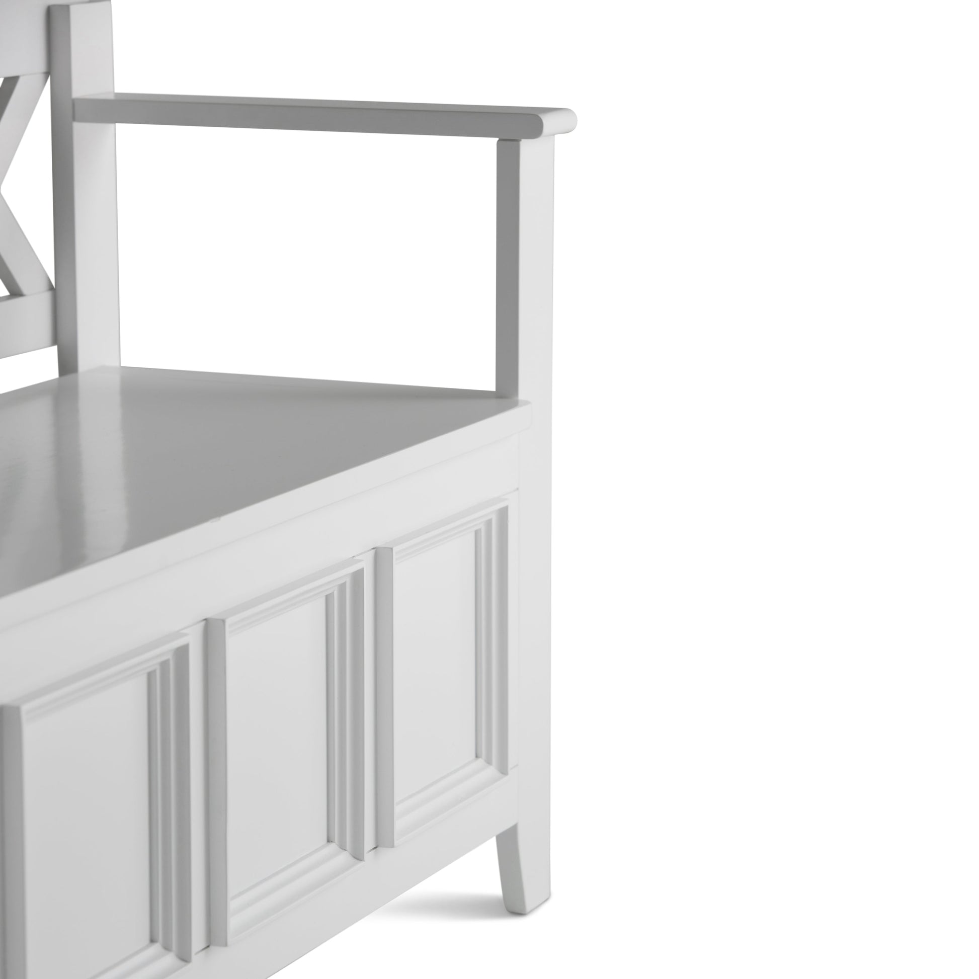 Amherst solid wood entryway storage bench white by HouseOfZazla with paneled drawer fronts on Tampa Home & Garden Store