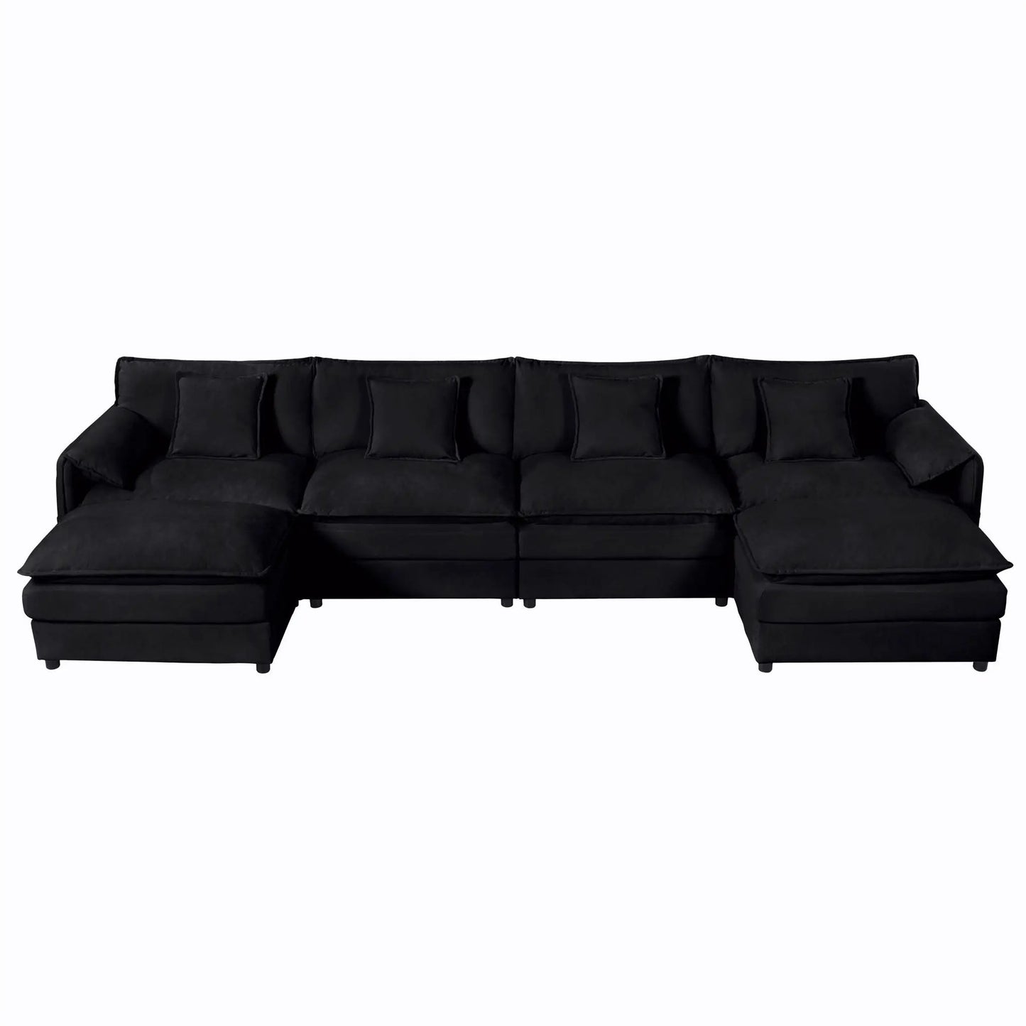 Modern comfy deep-seat modular sectional sofa with ottoman in black upholstery on Tampa Home & Garden Store