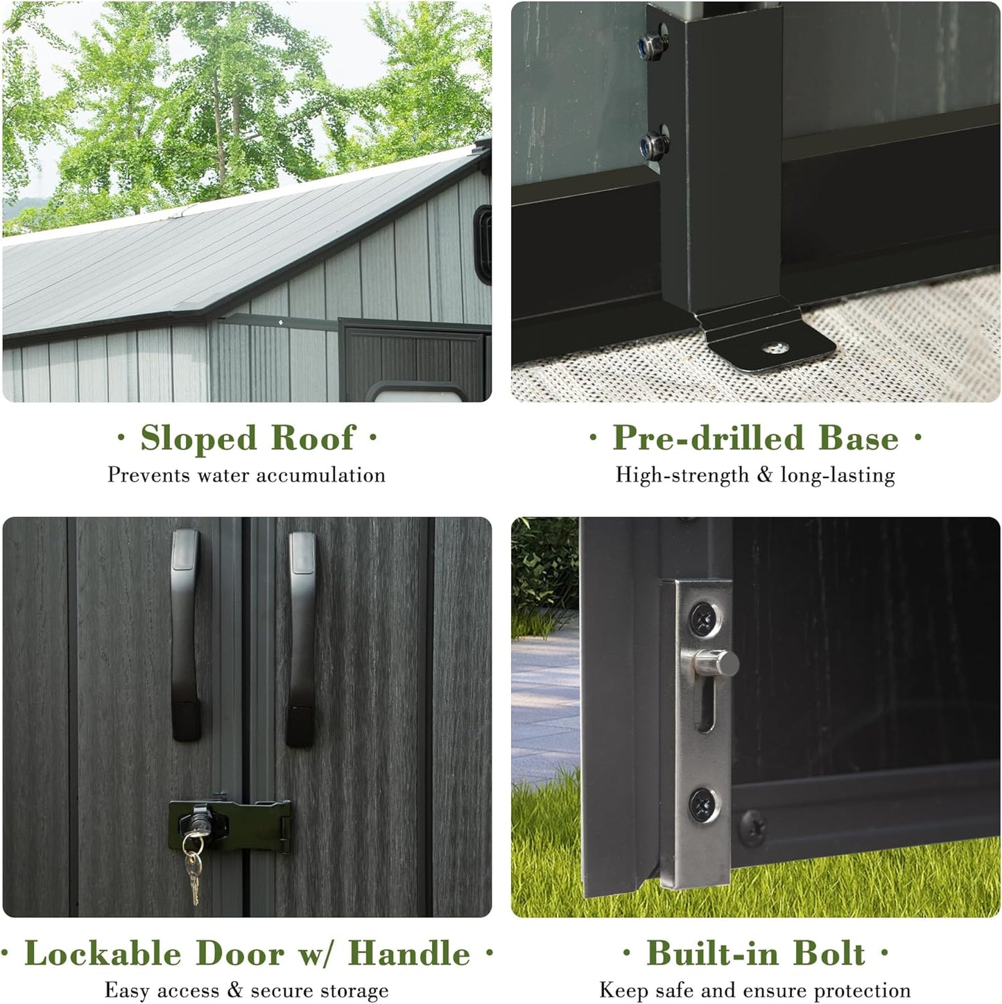 Outdoor Resin And Glass Storage Shed For Patio