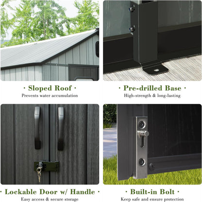 Outdoor Resin And Glass Storage Shed For Patio
