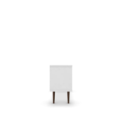 Smart Storage TV Stand white finish with solid wood tapered legs by HouseOfZazla on Tampa Home & Garden Store