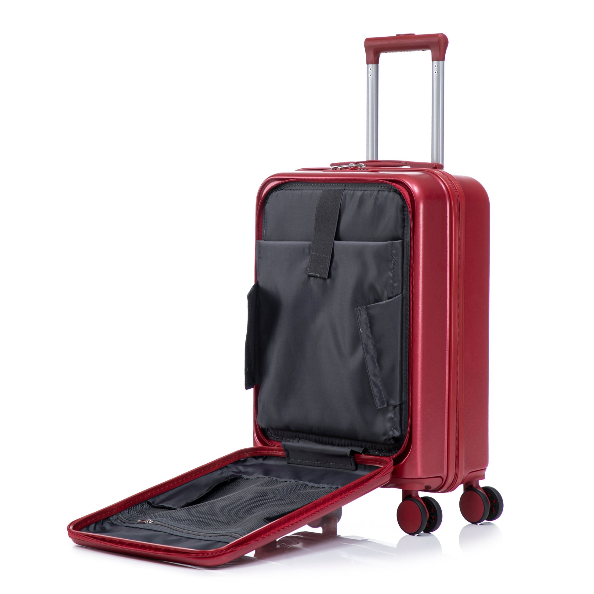 ABS spinner luggage set red HouseOfZazla 14/20in with front-opening, combination lock, 2-piece on Tampa Home & Garden Store