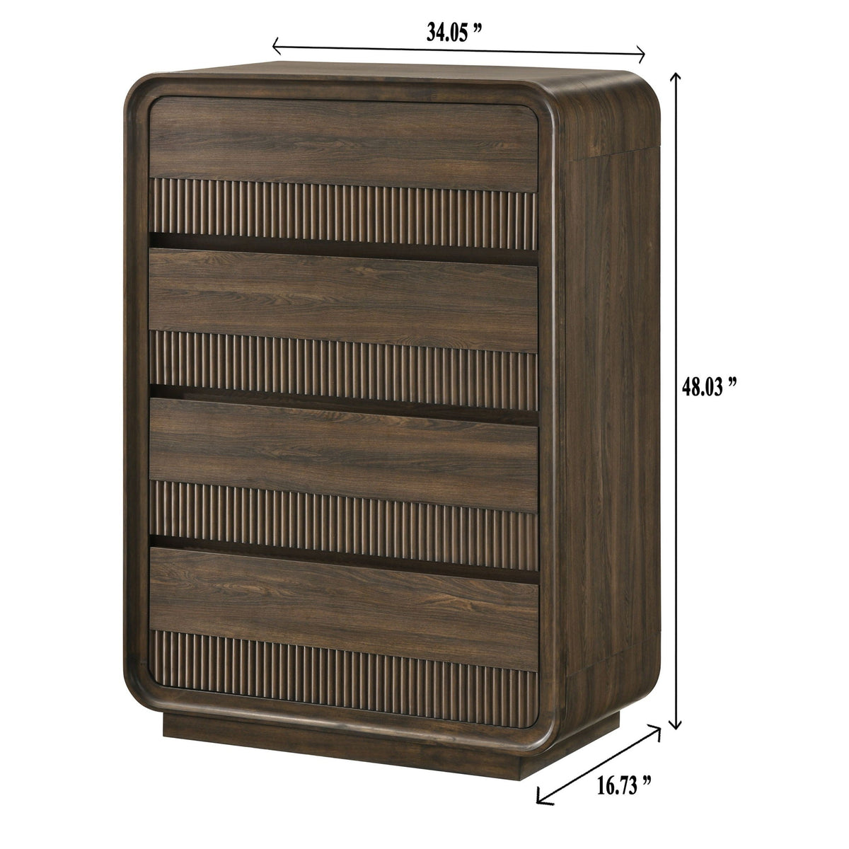 Mid-Century Modern wood accent chest with rounded edges and ribbed front by HouseOfZazla on Tampa Home & Garden Store