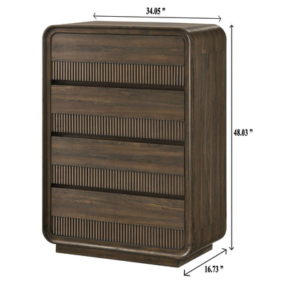 Mid-Century Modern wood accent chest with rounded edges and ribbed front by HouseOfZazla on Tampa Home & Garden Store