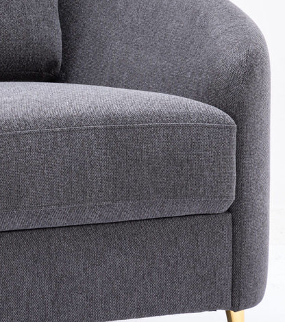 Yuina Linen Chair Gray, armchair with textured upholstery and cushioned arm, wooden leg on Tampa Home & Garden Store