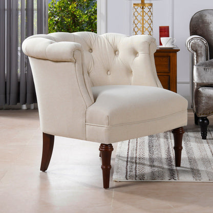 Tufted Accent Chair with Barrel Back in yellow upholstery by HouseOfZazla on Tampa Home & Garden Store