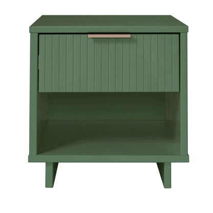 Granville nightstand 1-drawer solid wood in green with paneled front bronze pull HouseOfZazla on Tampa Home & Garden Store