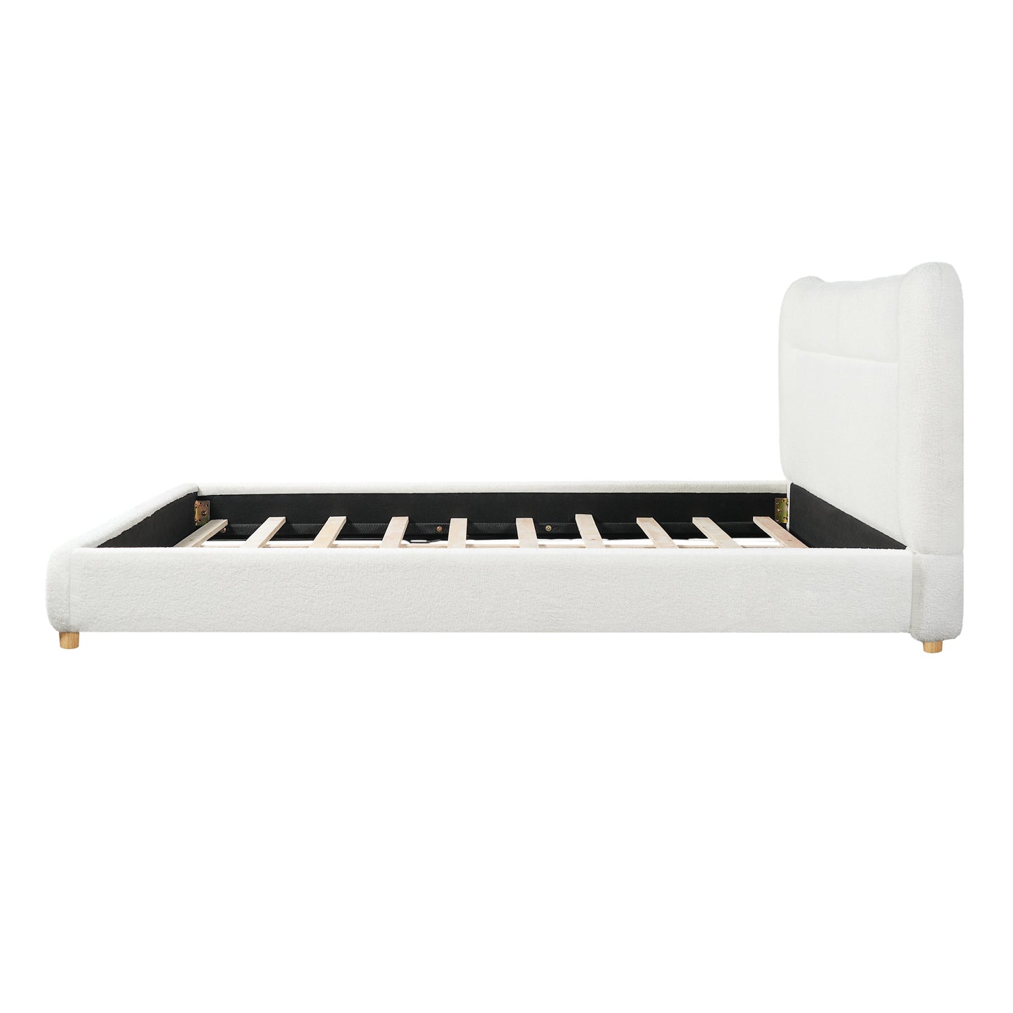 Queen teddy bear plush bed with curved headboard and white upholstery by HouseOfZazla on Tampa Home & Garden Store