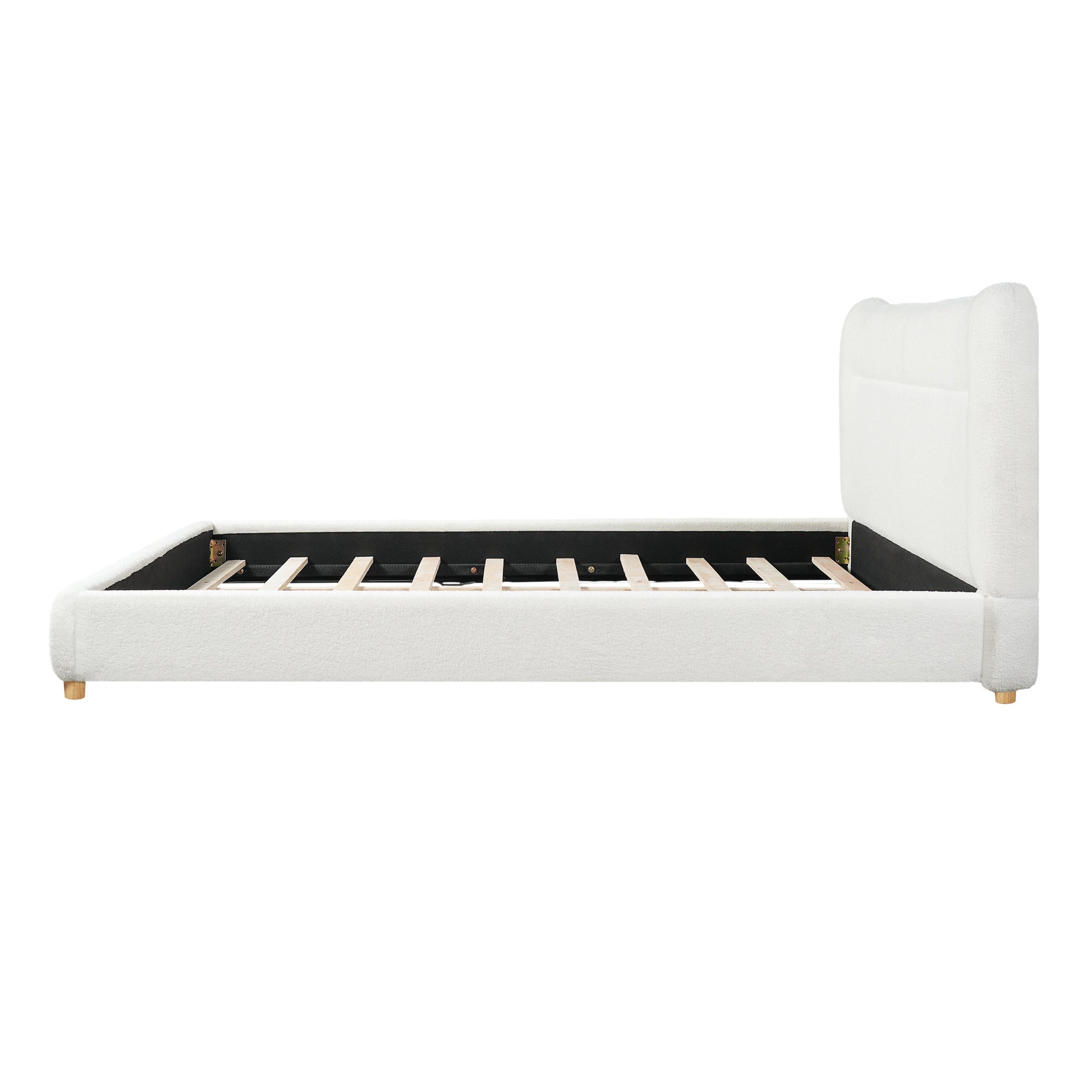 Queen teddy bear plush bed with curved headboard and white upholstery by HouseOfZazla on Tampa Home & Garden Store