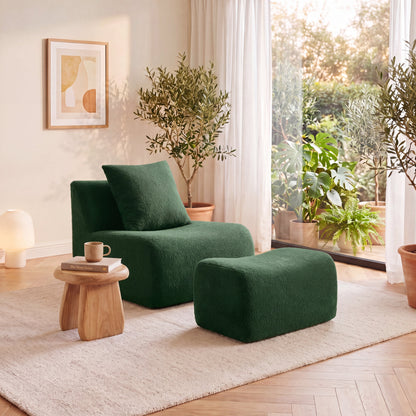 Soft Teddy Fabric Boneless Sectional Sofa