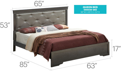 Transitional Tufted Bed and Textured Footboard