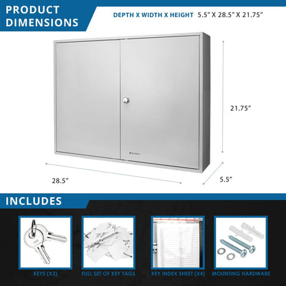 Adjustable key cabinet with lock, two-door metal wall storage by Unique Piece Furniture on Tampa Home & Garden Store
