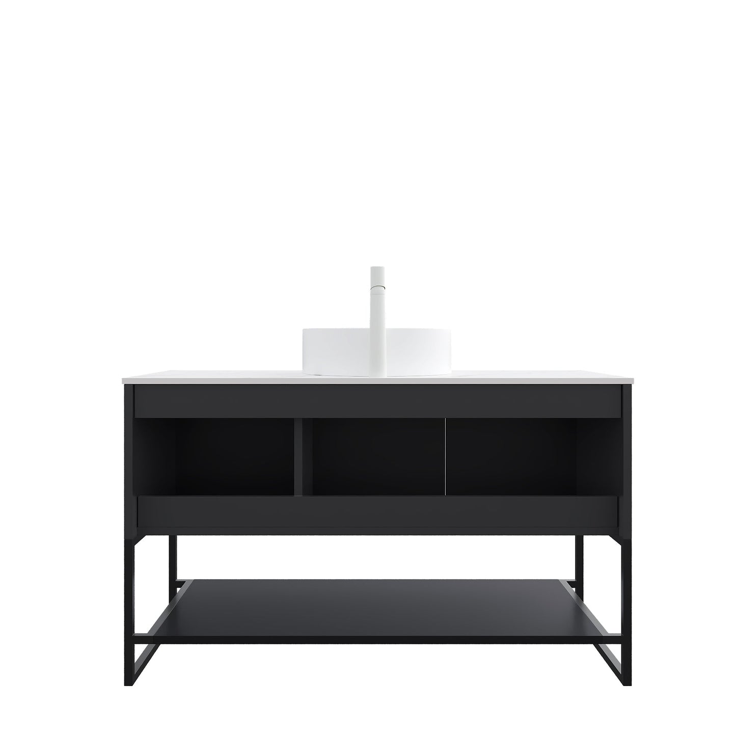 Tulio bathroom vanity with sink and storage, black base, white countertop by HouseOfZazla on Tampa Home & Garden Store