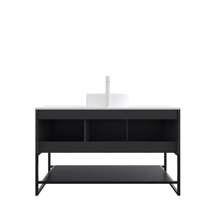 Tulio bathroom vanity with sink and storage, black base, white countertop by HouseOfZazla on Tampa Home & Garden Store