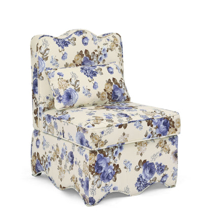 HouseOfZazla armless dining chair with cream floral flannel upholstery and soft seat cushion on Tampa Home & Garden Store